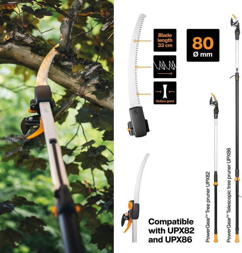 Fiskars Baumsäge für Bypass Schneidgiraffe UPX82 und UPX86, Gehärteter Stahl, Länge: 46 cm, Schwarz/