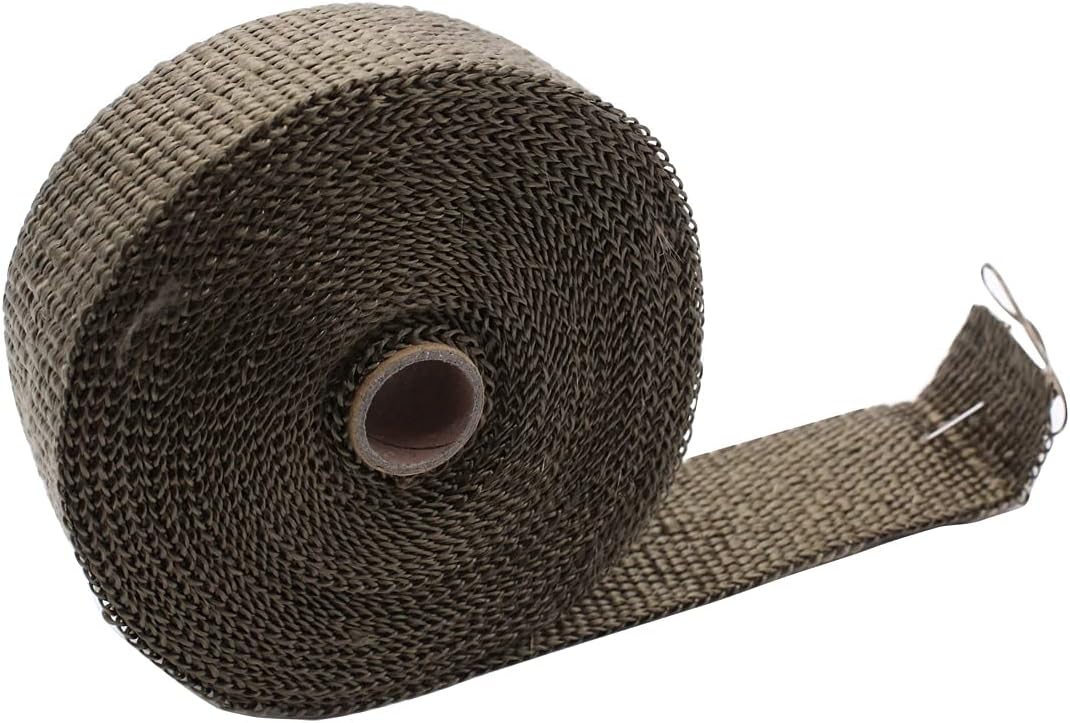 TAKPART 10M x 5cm Hitzeschutzband brauner Hitzeschutz Auspuffband Titan Auspuff Wärmebänder für Moto
