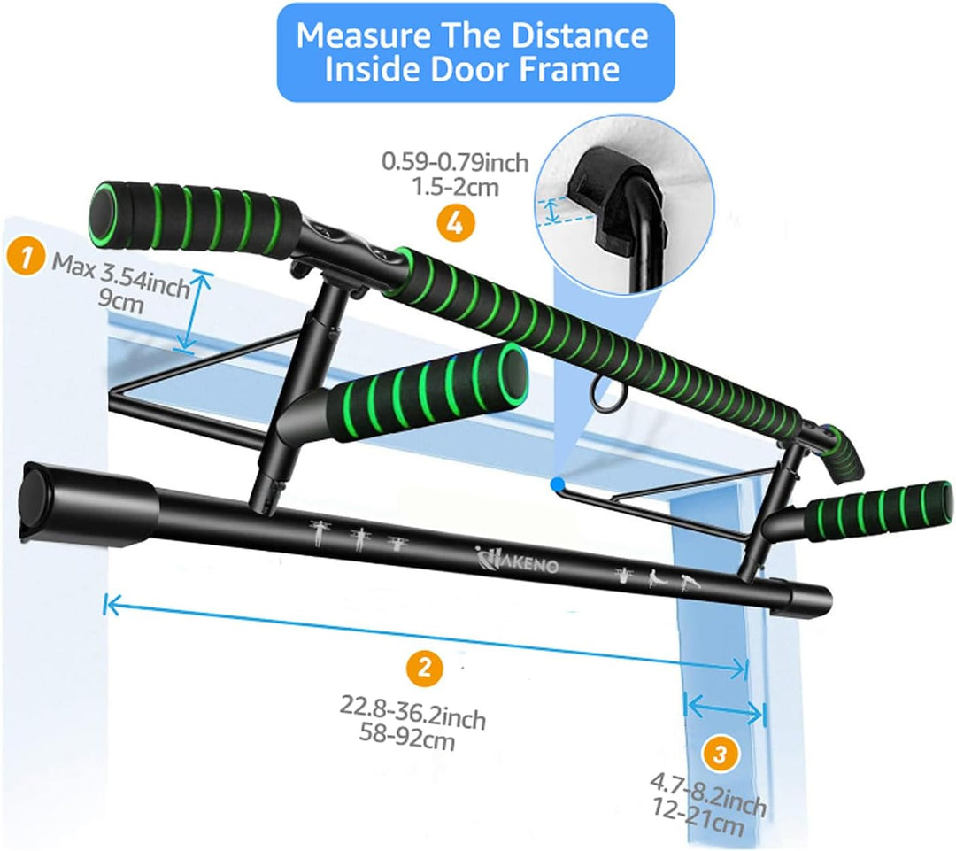HAKENO Klimmzugstange Türrahmen - Stark belastbare Pull up bar [bis 200 KG]- Inklusive Schlingentrai