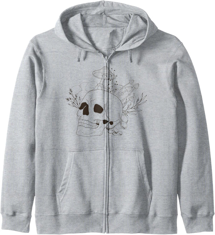 Goblincore Aesthetic Alt Dark Academia Pilz Schädel Kapuzenjacke