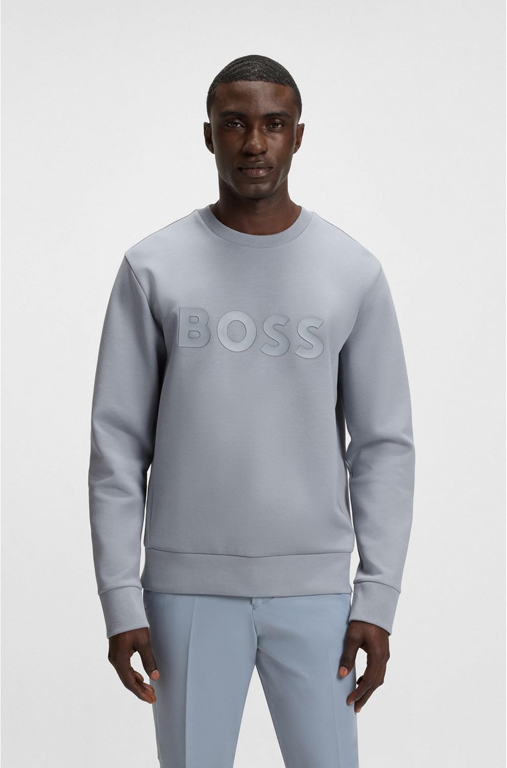 BOSS Herren Salbo Sweatshirt aus Stretch-Baumwolle mit Logo im Sandwich-Stil S 026dark Grey, S 026da