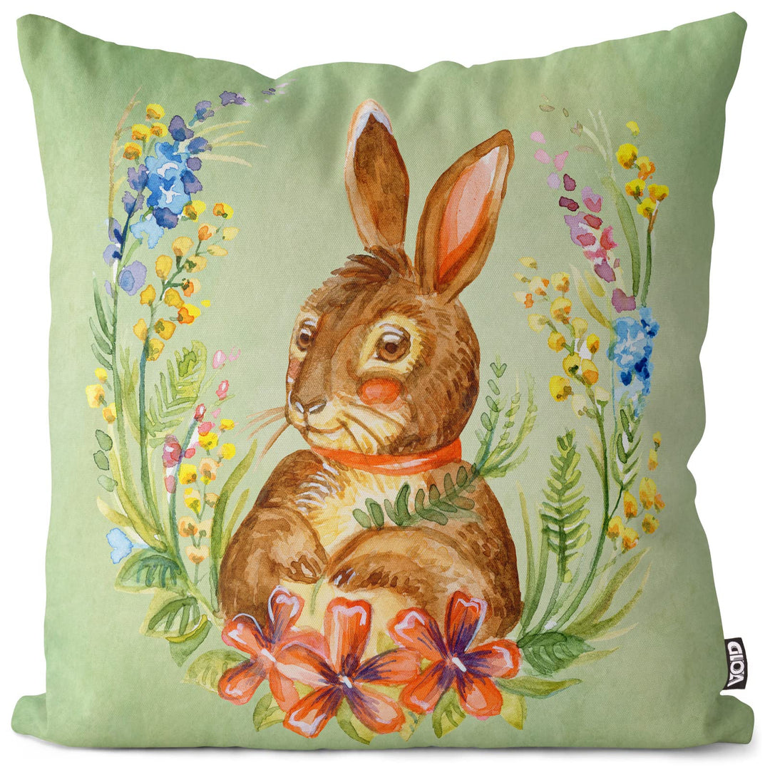 VOID Osterhase Blumenkranz 50x50 Kissenhülle Polyester Zierkissen Couchkissen Ostern Osterdeko Deko