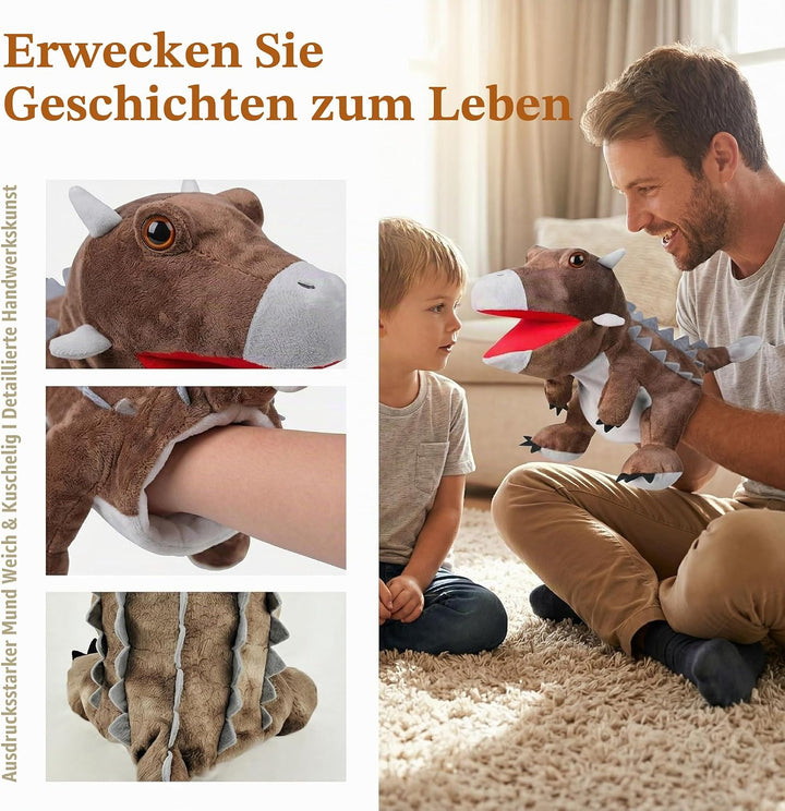 LOMTRATS Dinosaurier-Handpuppen für Kinder, Kleinkind enthält Triceratops und Tyrannosaurus Rex mit