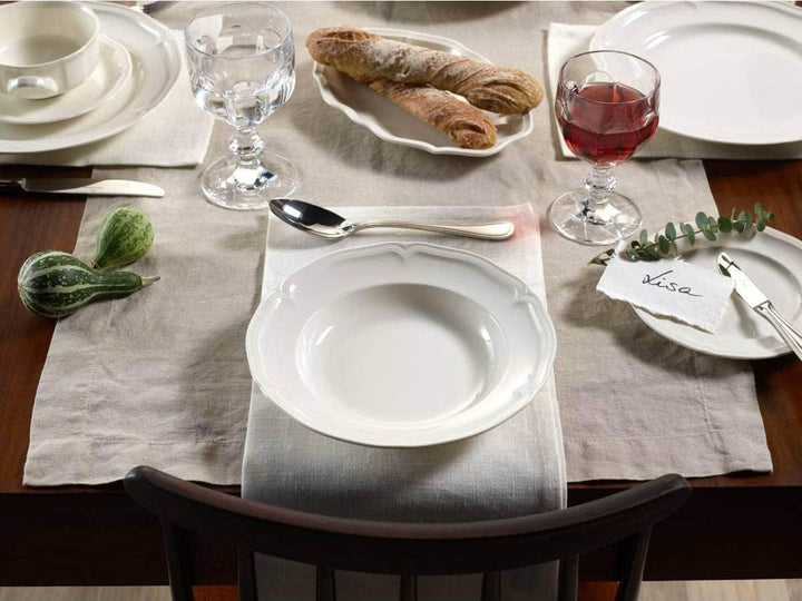 Villeroy & Boch Manoir Suppenteller 6er Set, 23 cm, Traditionelles Geschirr mit Relief, Premium Porz