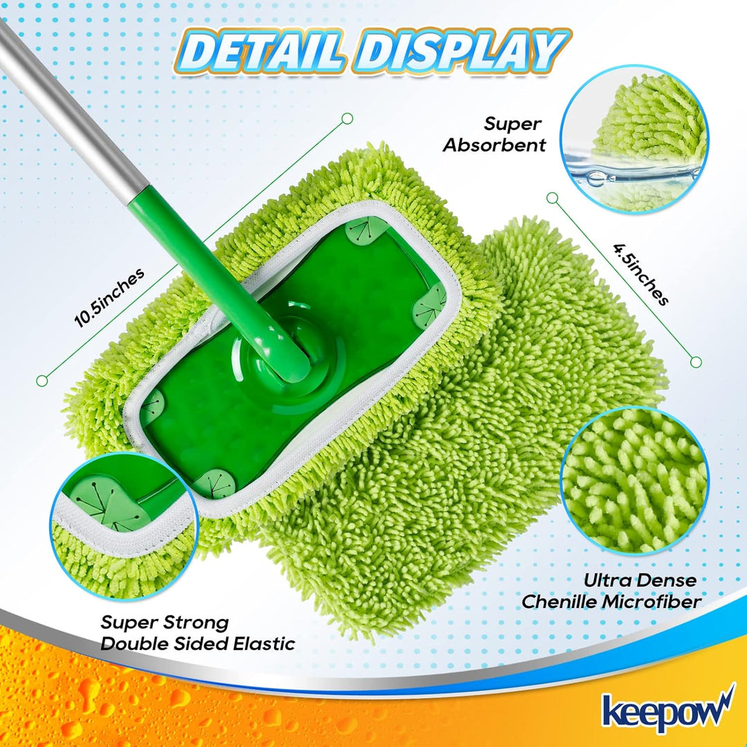 KEEPOW Wiederverwendbare Bodentücher für Swiffer Bodenwischer, Absorbierende Mikrofaser für Swiffer