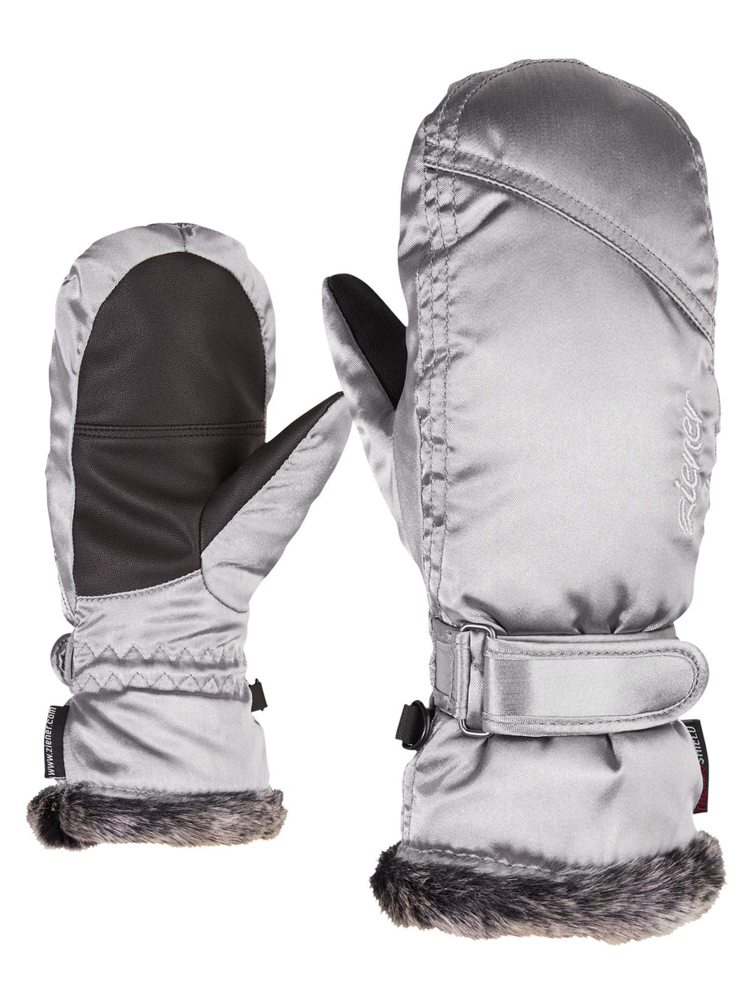 Ziener Mädchen LED Mitten Girls junior Ski-Handschuhe Wintersport, warm, atmungsaktiv, metallic silv