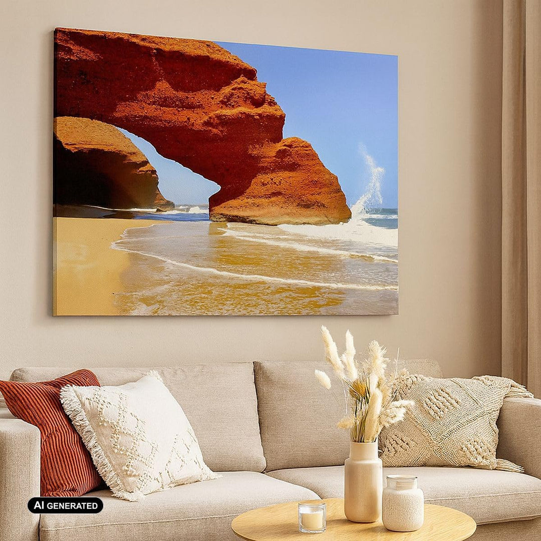 Bilder auf Leinwand Felsen Sandstein Ozean Natur Leinwandbild 70x50cm Wandbilder Dekoration Wohnzimm