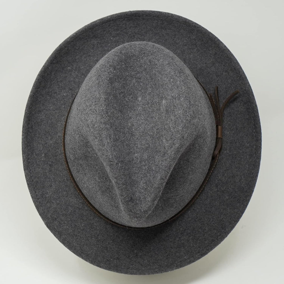 The Stoker – leichte breite Krempe – wasserabweisend – Fedora Trilby Style Filzhut XS grey melange,