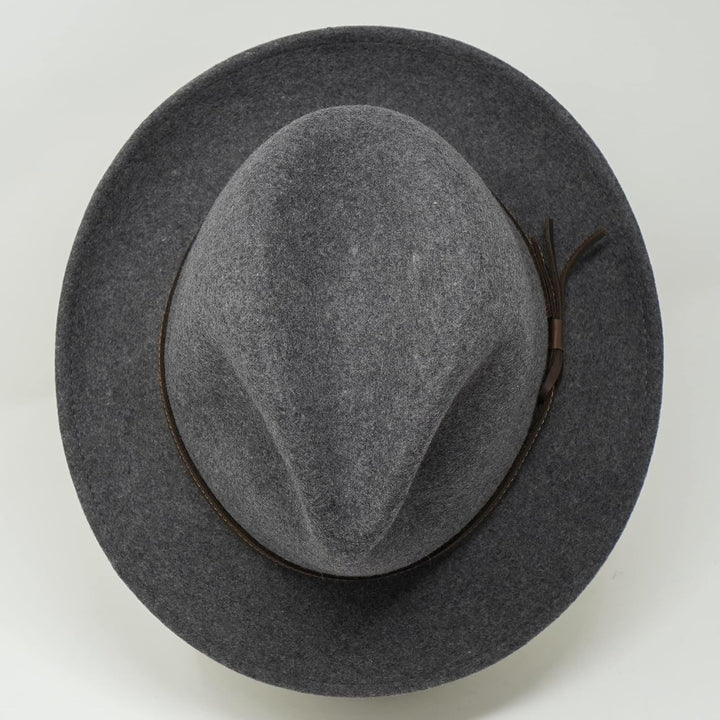 The Stoker – leichte breite Krempe – wasserabweisend – Fedora Trilby Style Filzhut XS grey melange,
