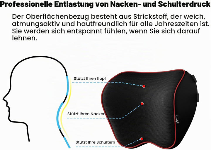 Crofy 2er-Pack Auto-Nackenkissen, weiches Auto-Kopfstützenkissen zum Fahren mit verstellbarem Gurt,