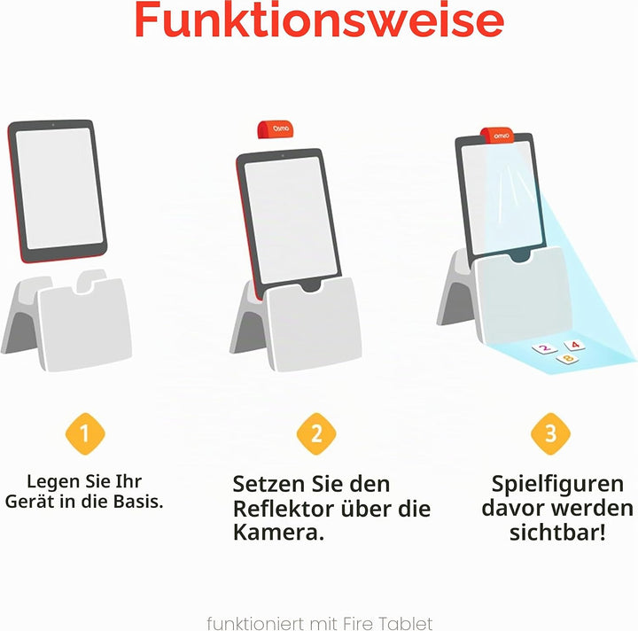 Osmo - Little Genius Starter Kit für Fire-Tablet - 4 Lernspiele - 3-5 Jahre - Buchstaben, Laute, Kre