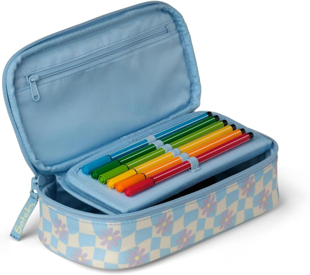 Satch Schlamperbox extra gross inkl. Trennfach Reissverschlussfach Stiftehalter Geodreieck Sichtfens