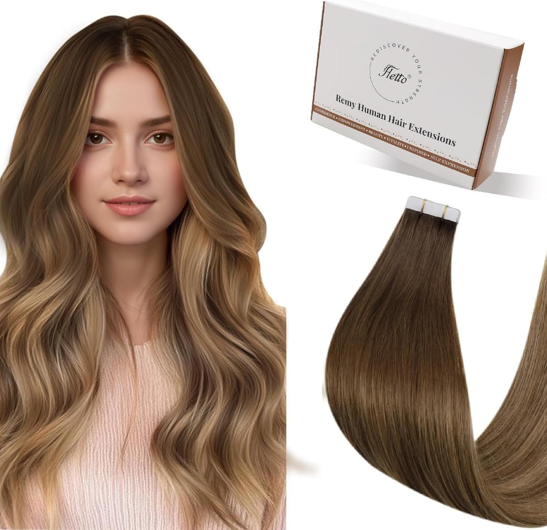 Hetto Extensions Echthaar Tape Braun Echthaar Tape in Extensions Remy Tape in Extensions Echthaar Om