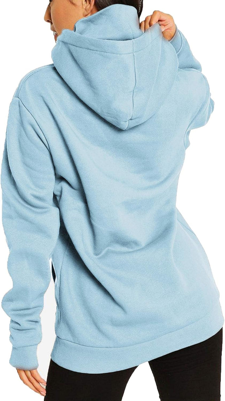 Damen Hoodie Kapuzenpullover Langarm Sweatshirt Winter Pullover Hochkragen Sweatjacke Kapuzen Pullis