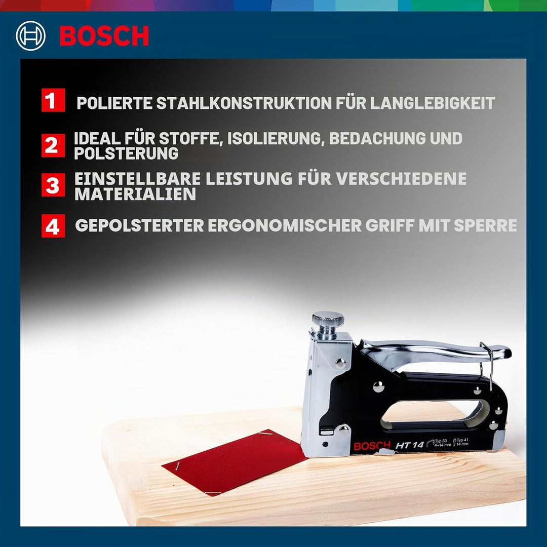 Bosch Professional Handtacker HT 14 (Holz, Klammertyp 53), Handtacker HT 14