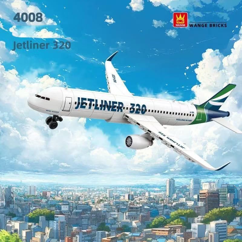 WANGE Airbus A320 Modell zum Bauen mit Bausteinen. Vielseitiges, effizientes Kurzstrecken-Passagierf