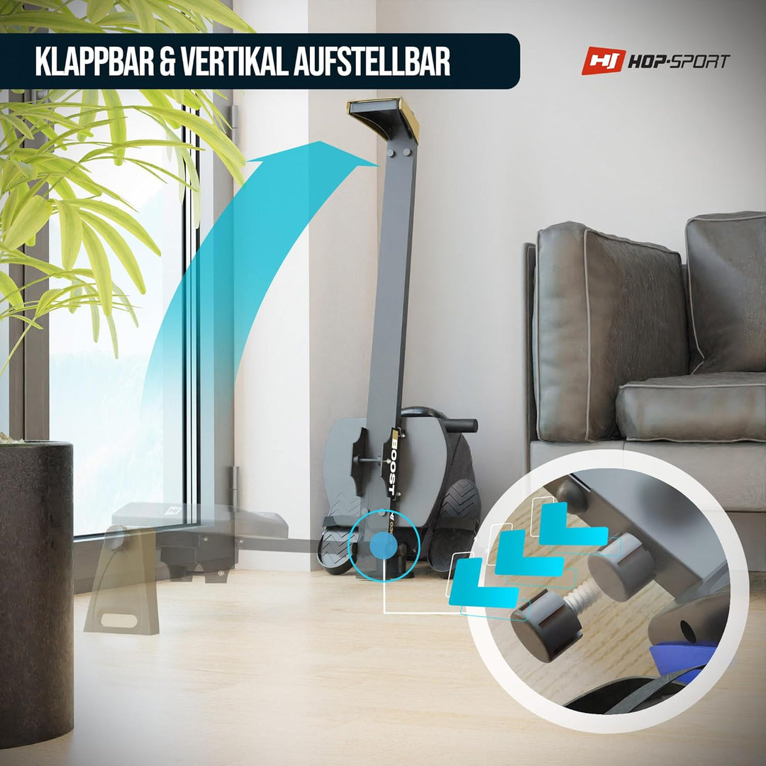 Hop-Sport Rudergerät Boost, Magnetbremssystem, LCD Display, 10 Widerstandsstufen, Klappbar, Cardioge