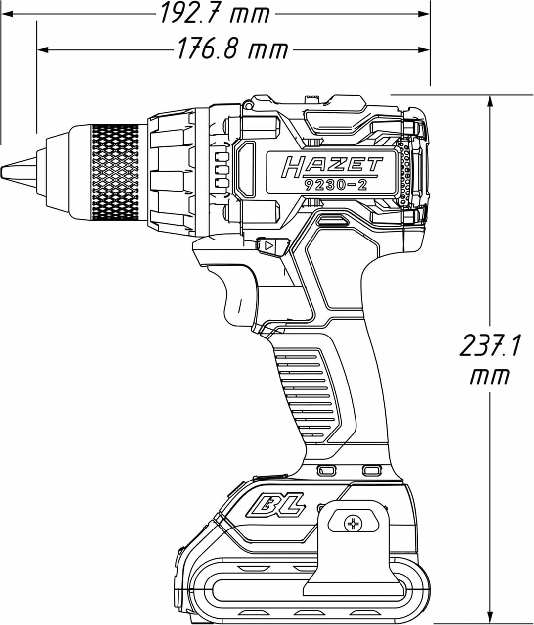 Hazet 9230-2/4 Akku-Bohrmaschinen-Satz | 4-teilig, Akku-Bohrschrauber in Kunststoffkoffer | inkl. Sc