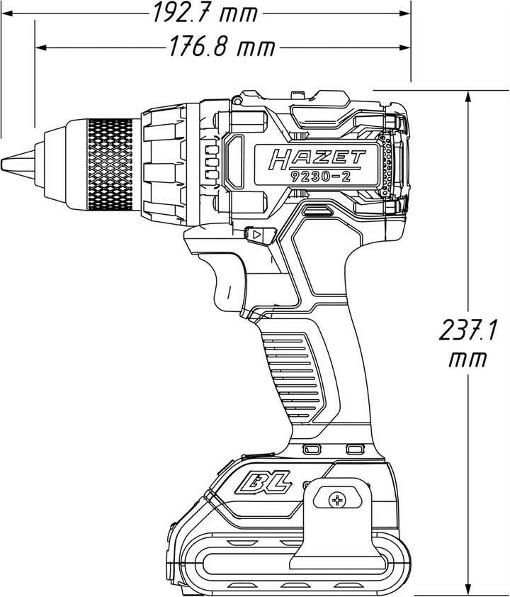 Hazet 9230-2/4 Akku-Bohrmaschinen-Satz | 4-teilig, Akku-Bohrschrauber in Kunststoffkoffer | inkl. Sc