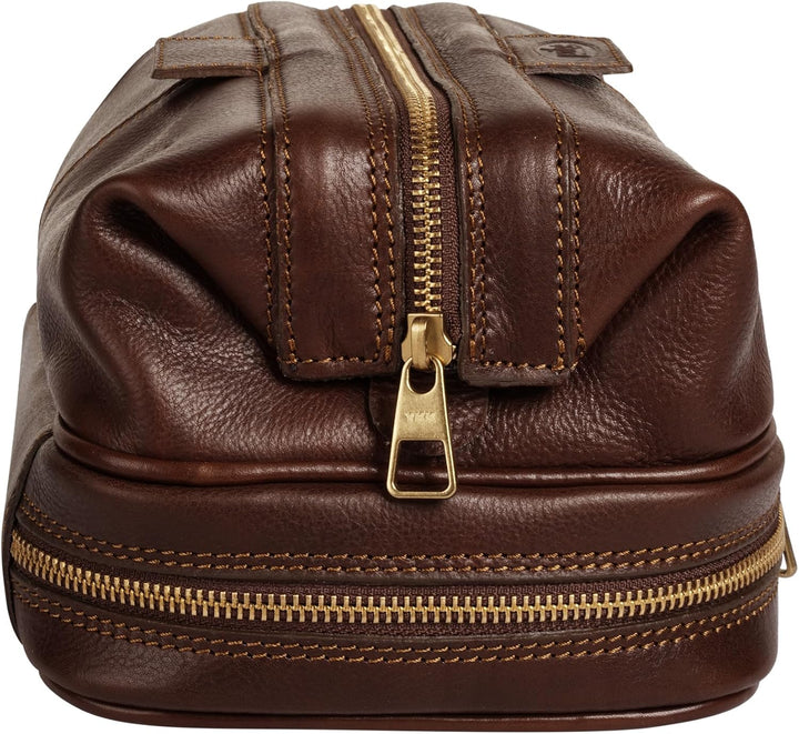 Piké Kulturtasche Echt Leder braun Damen, Herren - 017745
