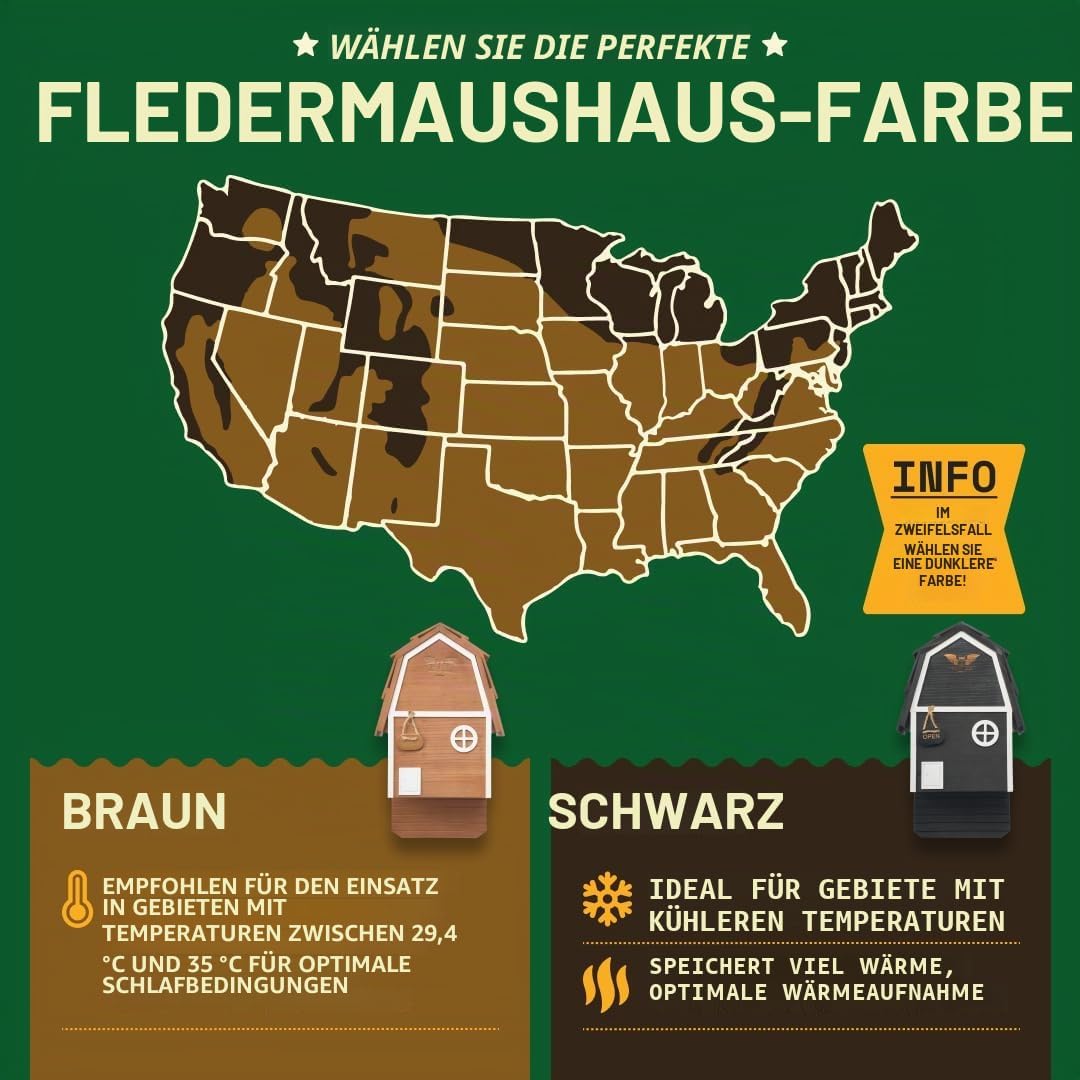 WildYard Bat Barn Junior Fledermauskasten 2 Kammern, Kompaktes Fledermaushaus für Draussen - Flederm