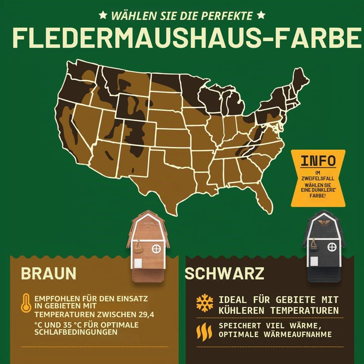 WildYard Bat Barn Junior Fledermauskasten 2 Kammern, Kompaktes Fledermaushaus für Draussen - Flederm