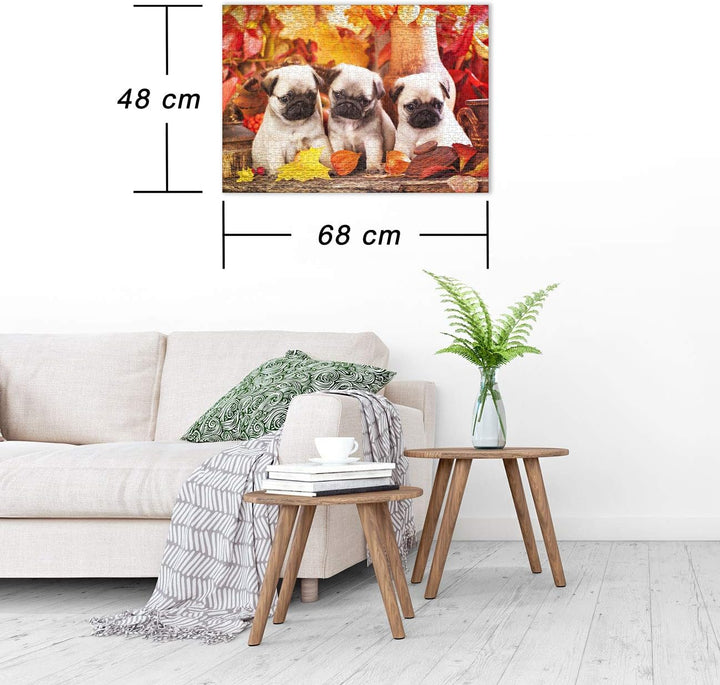 Ulmer Puzzleschmiede - Puzzle „Welpen-Glück“ - Klassisches 1000 Teile Tier-Puzzle – Puzzlemotiv drei