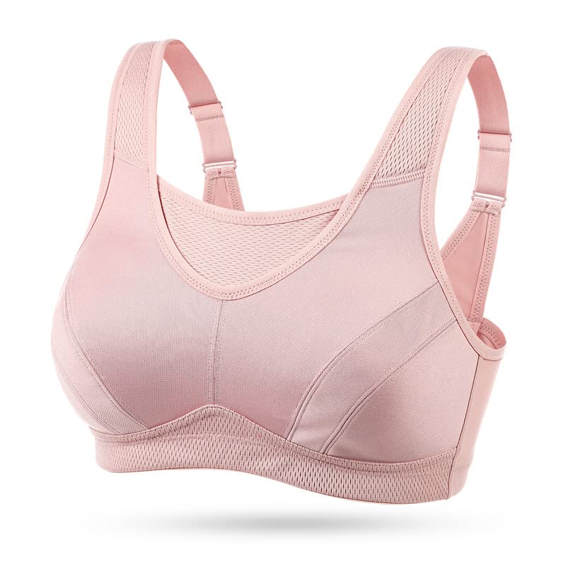 Wingslove Damen Sport BH ohne Bügel Nicht Gepolstert High Impact Bustier Halt Joggen BH 75B Rosa, 75