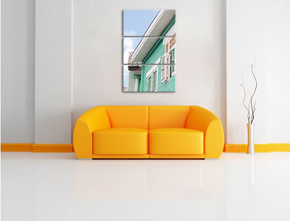 Pixxprint altes karibisches Haus als Leinwandbild/Grösse: 3 Teilig (120x80) cm/Wandbild/Kunstdruck/f