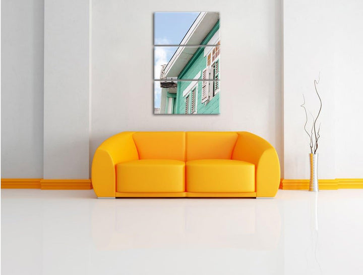 Pixxprint altes karibisches Haus als Leinwandbild/Grösse: 3 Teilig (120x80) cm/Wandbild/Kunstdruck/f