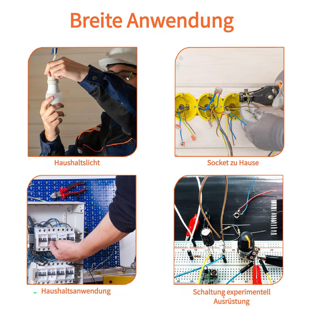 50 Stück Kabelverbinder 3-Leiter, Klemmen bis 4 mm², Verbindungsklemmen Klemme mit Betätigungshebel,