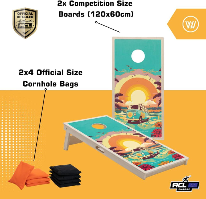 Cornhole Set – 120 x 60 cm - Sackloch Spiel – Wicked Wood – offiziell ACL-lizensiertes Set of Boards