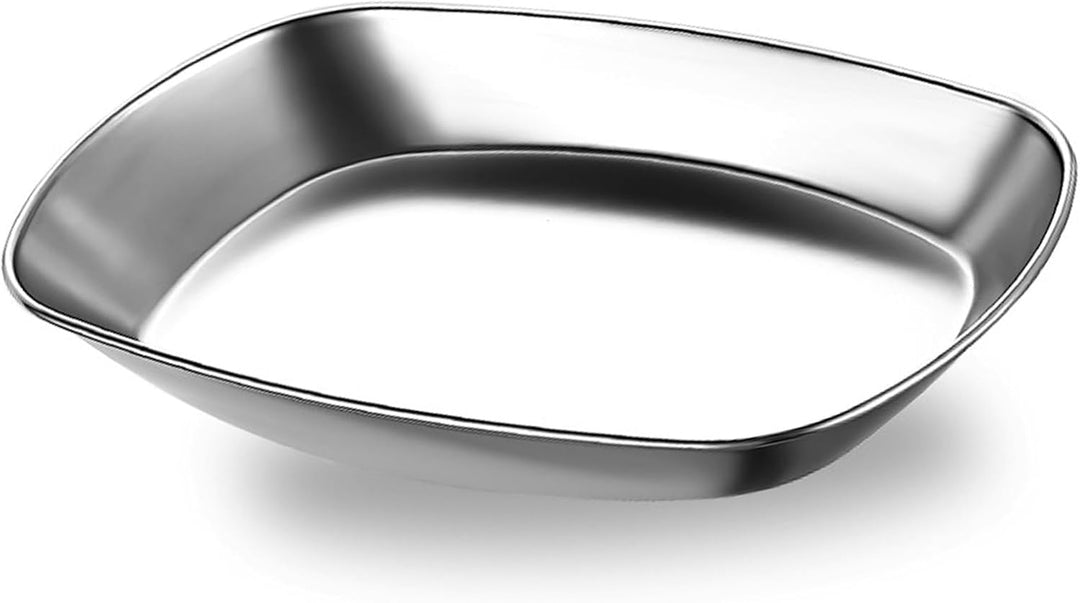 Agatige Serviertablett aus Edelstahl, 25,4 cm, stapelbar, einfache Grillplatte, dekorative Metalltel