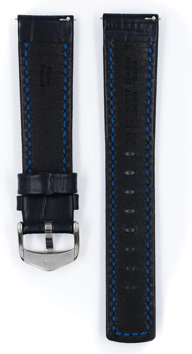 HIRSCH Unisex Alligator Style Uhrenarmband - Grand Duke 22 mm Blau, 22 mm Blau
