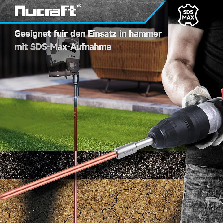 Nucraft SDS-MAX Professional Erdnageleintreiber zum Einstecken von Tiefenerder Erder Erdung Staberde