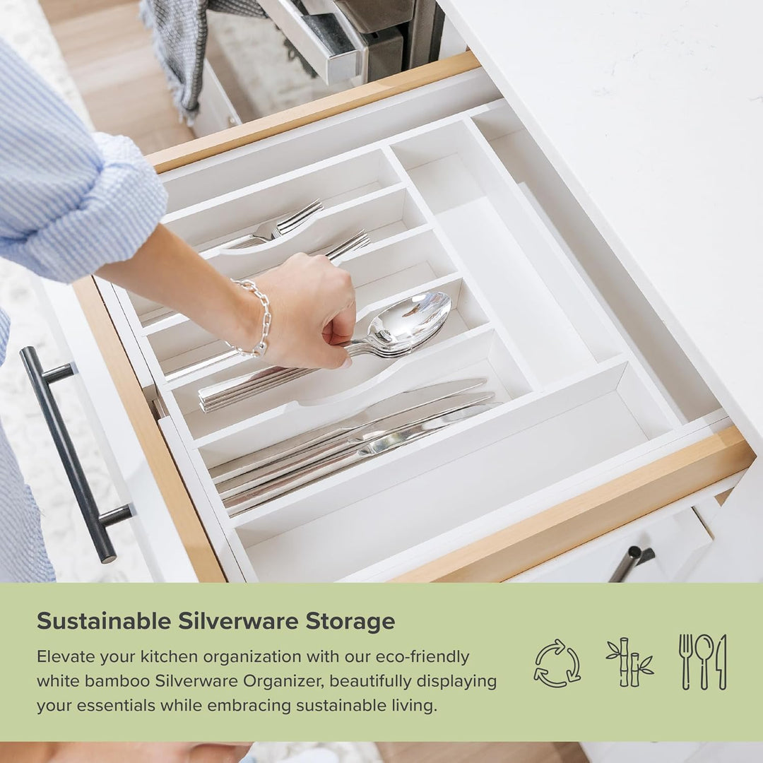 KitchenEdge Hochwertiger Besteck- und Utensilien-Organizer für Küchenschubladen, erweiterbar 38,1 bi