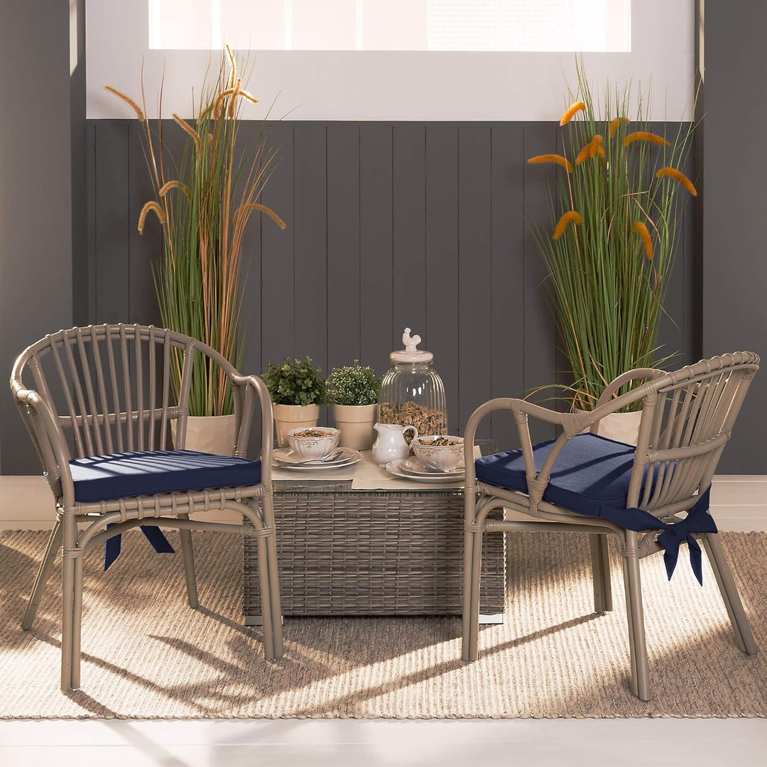 Beautissu Loft SK Stuhlkissen 45x40 cm Blau - 4er Set Stuhlpolster mit Bändern Sitzkissen für Stühle
