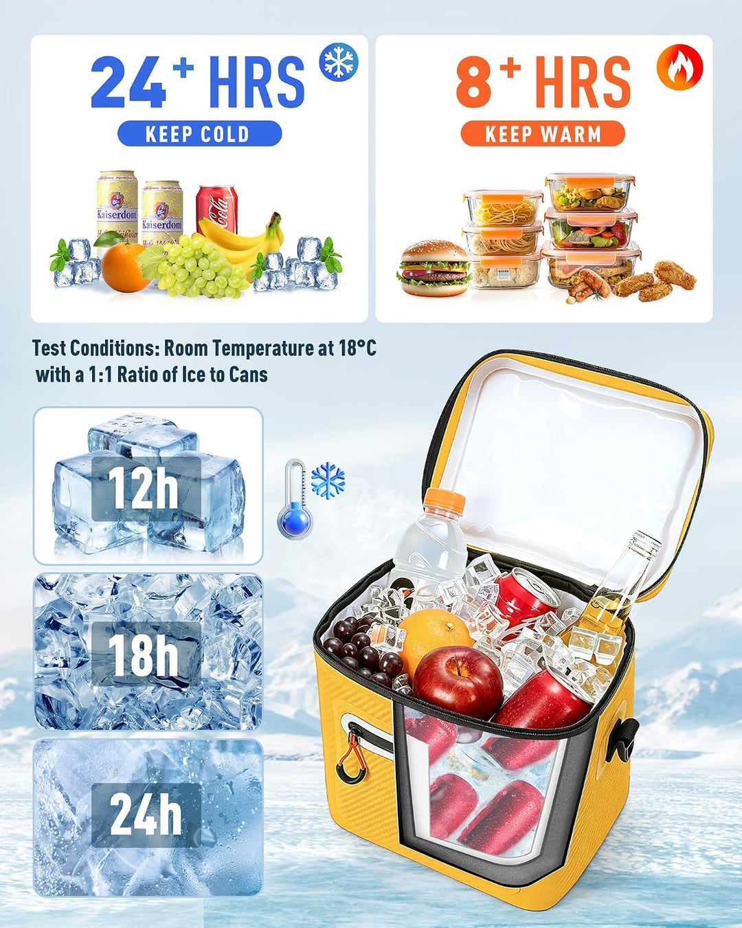 Lekesky 12/20L Verstärkter Isolierter Kühltasche – Tragbarer Kühltasche, Wasserdichter &amp; Undichtheit