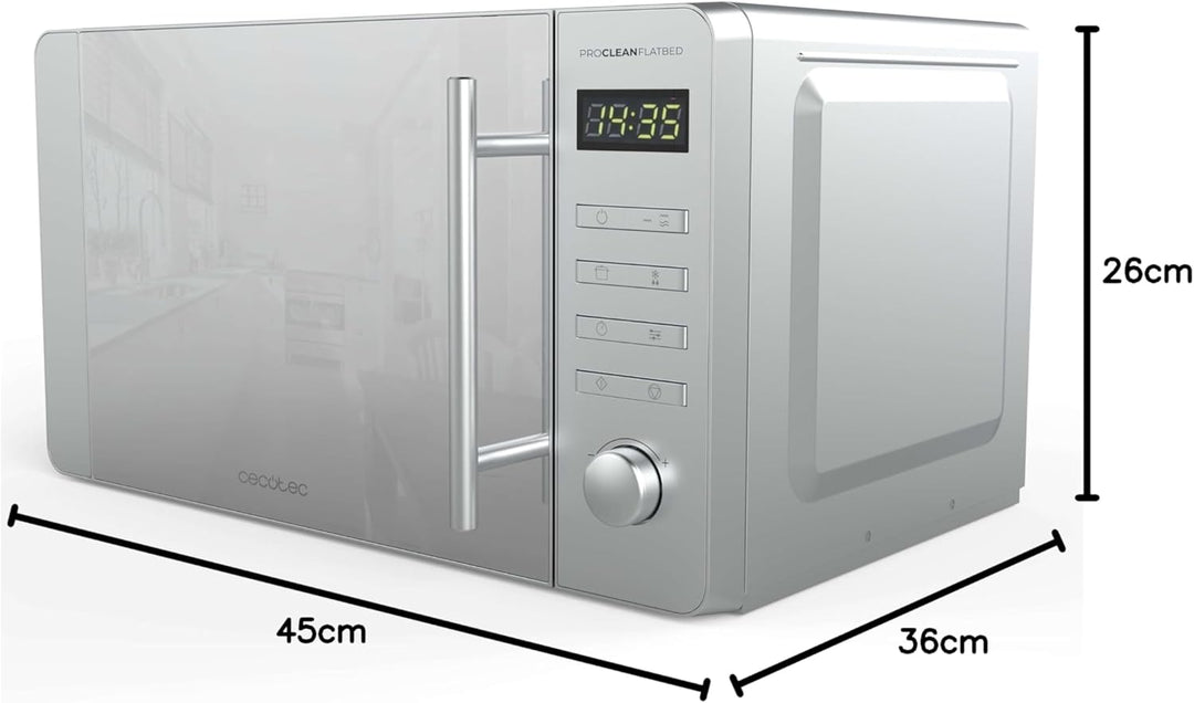 Cecotec Mikrowelle mit Grill Proclean 5120 Flatbed Mirror. Kapazität 20 l, 700 W, 5 Stufen, 800 W Gr