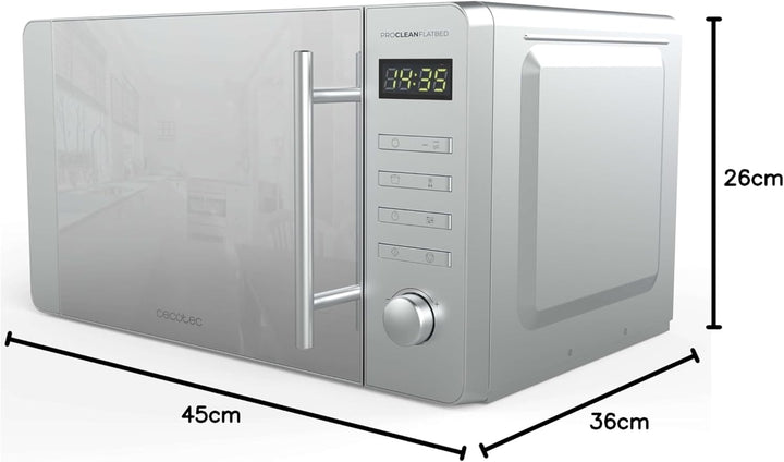 Cecotec Mikrowelle mit Grill Proclean 5120 Flatbed Mirror. Kapazität 20 l, 700 W, 5 Stufen, 800 W Gr