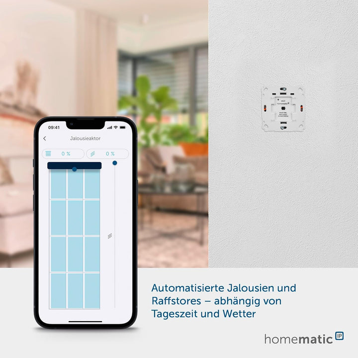 Homematic IP Smart Home Jalousieaktor für Markenschalter, digitale Steuerung von 1 Jalousie oder Raf