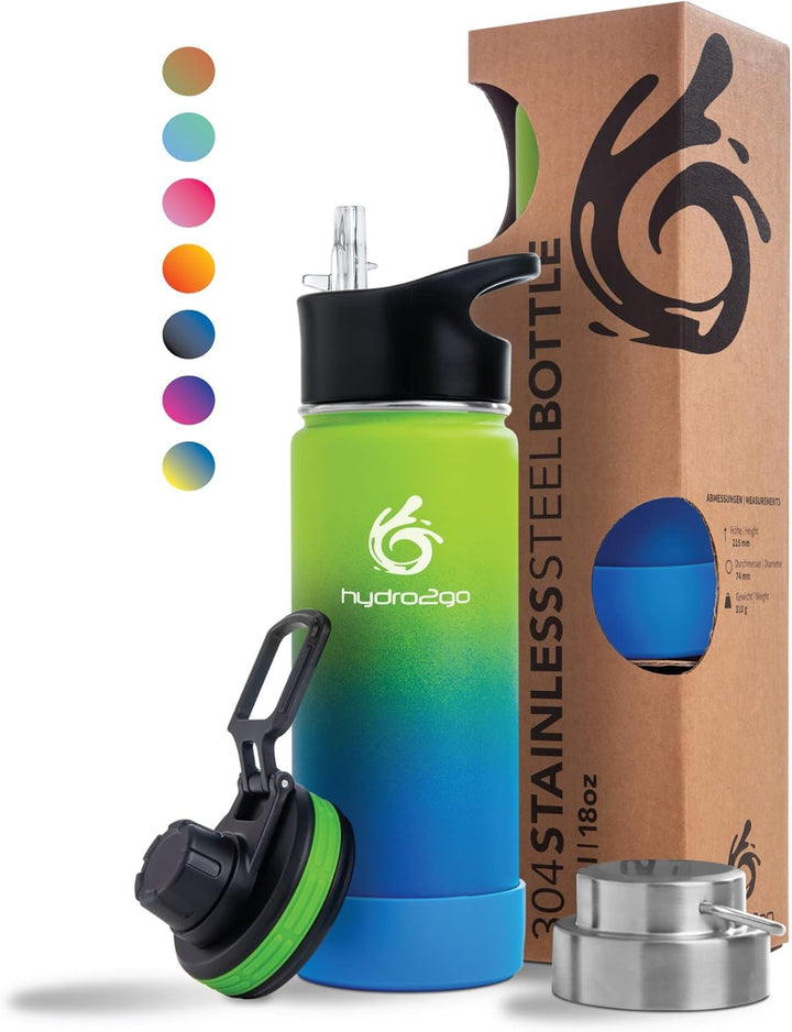 hydro2go Edelstahl Trinkflasche – BPA-freie Isolierflasche für Kinder, Schule, Sport & Outdoor – Häl