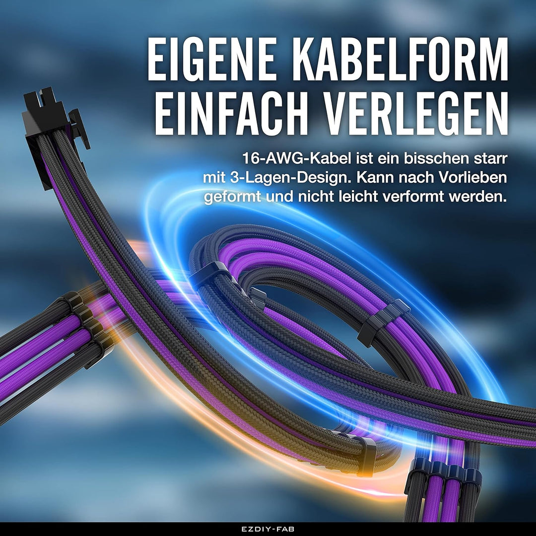 EZDIY-FAB Sleeved Cable -Kabelverlängerung für Stromversorgung mit Combs 24 Pin 8PIN 6PIN 4 + 4 Pin-