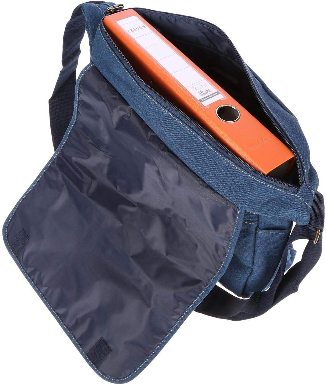 Christian Wippermann grosse XL Herren Damen Tasche Umhängetasche Canvas Messenger Bag Blau, Blau
