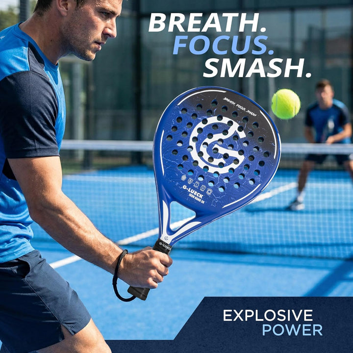 Padel Schläger Iron Hand – 3K Carbon Oberfläche & Stabiler Carbon Rahmen – Runder Padelracket für An