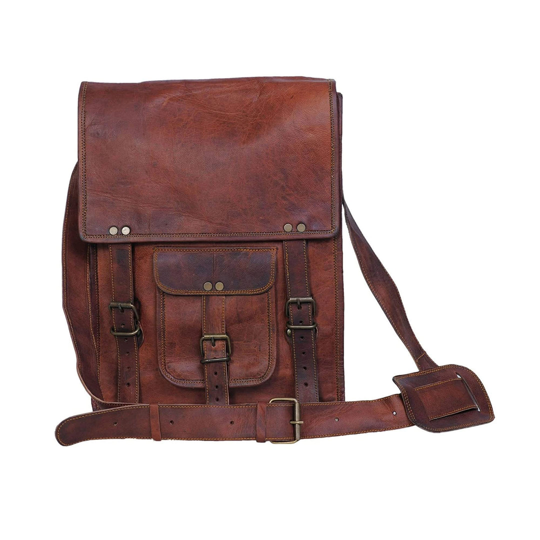 Komal's Passion Leather 27,9 cm (11 Zoll) Satcel iPad Messenger Bag für Damen und Herren Braun, Brau