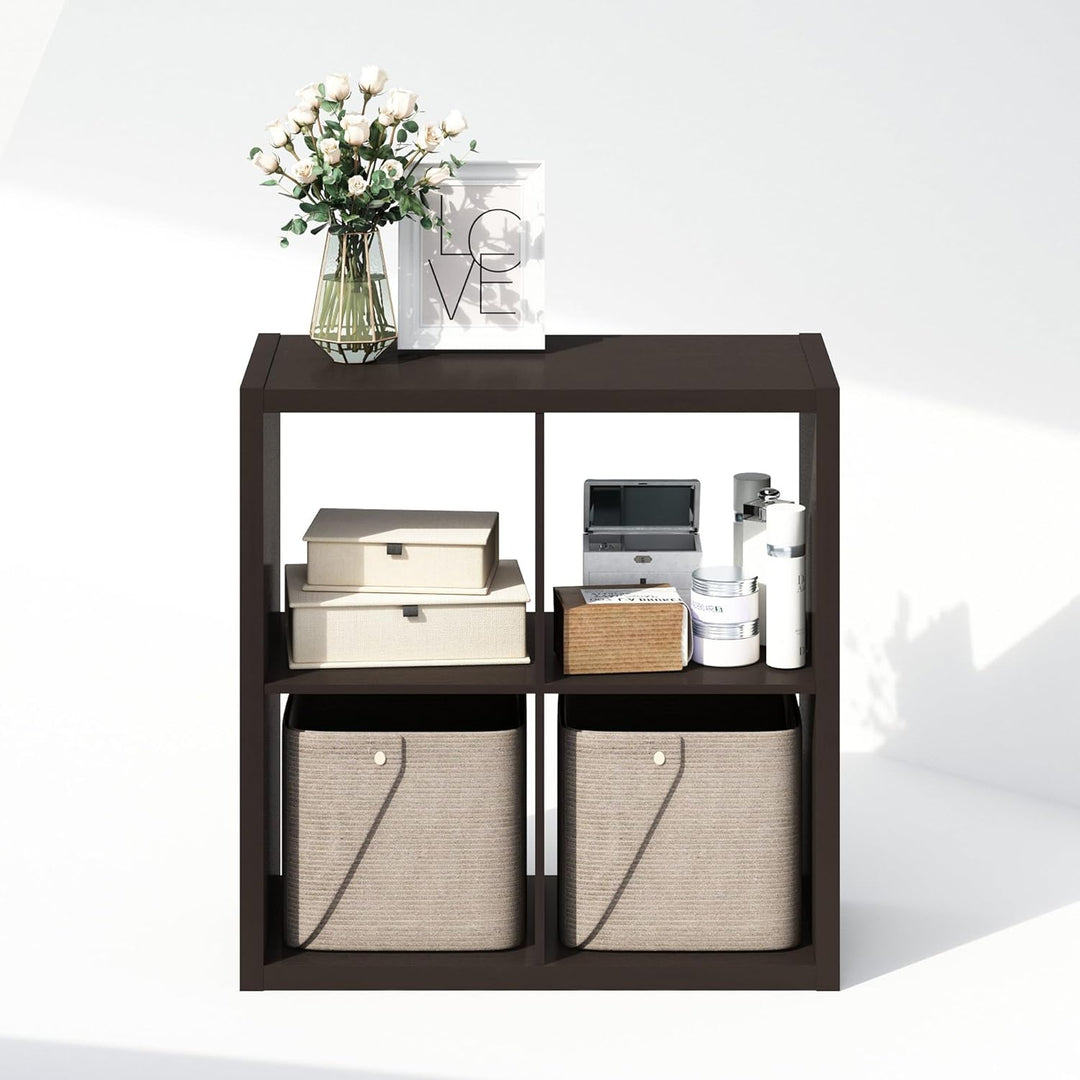 Furinno Cubic Offenes Rückwand-Multifunktionsregal für Kleidung &amp; Schrankaufbewahrung, 4-Fächer, Dun