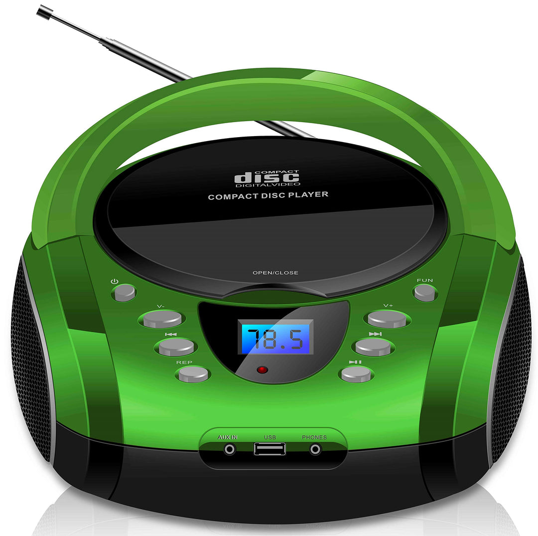 Tragbare Boombox | CD/CD-R | USB | FM Radio Player | AUX-Eingang | Kopfhöreranschluss | Kinderradio