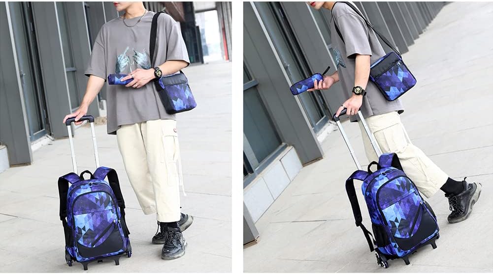 Trolley Rucksäcke Rollen Rucksack Schulranzen mit 6 Rädern Kinder Schulrucksack Reisen für Mädchen J