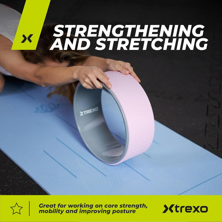 XTREXO Yoga Rad umweltfreundlich in Lila mit einem Durchmesser von 32 cm und einer Breite von 13 cm